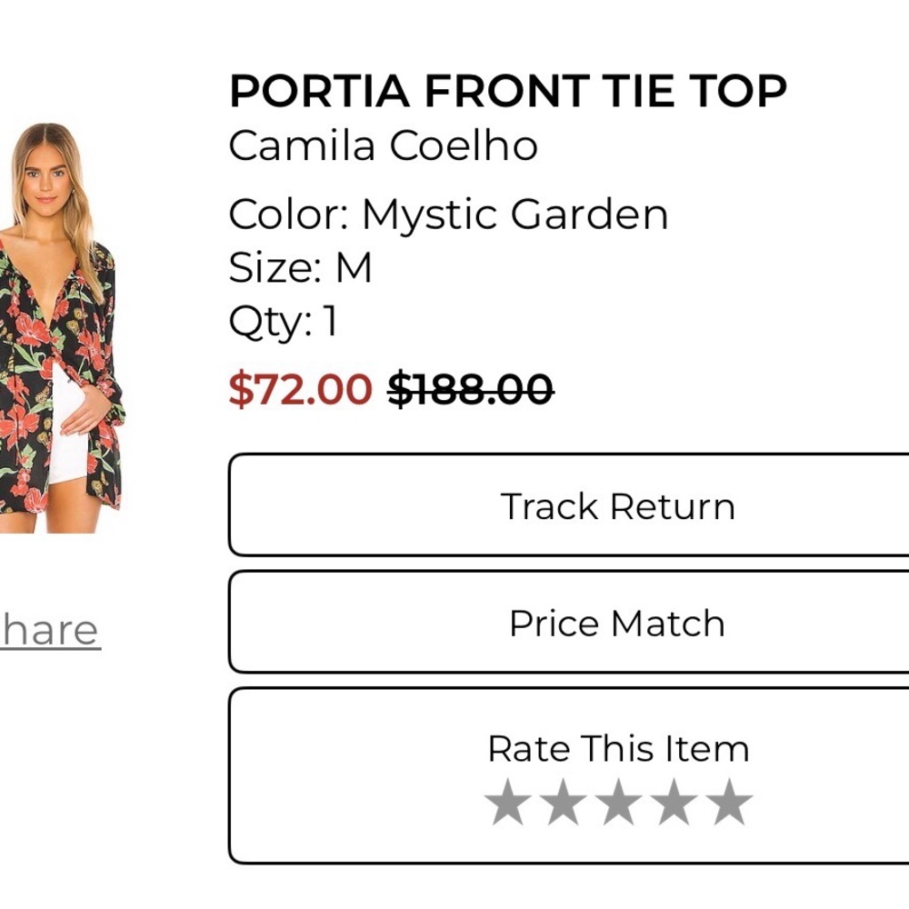 Camila Coelho Floral Tie Front Blouse - Black and Pink